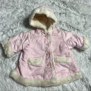 Baby Luxuries Light Pink Faux Fur Hooded Coat